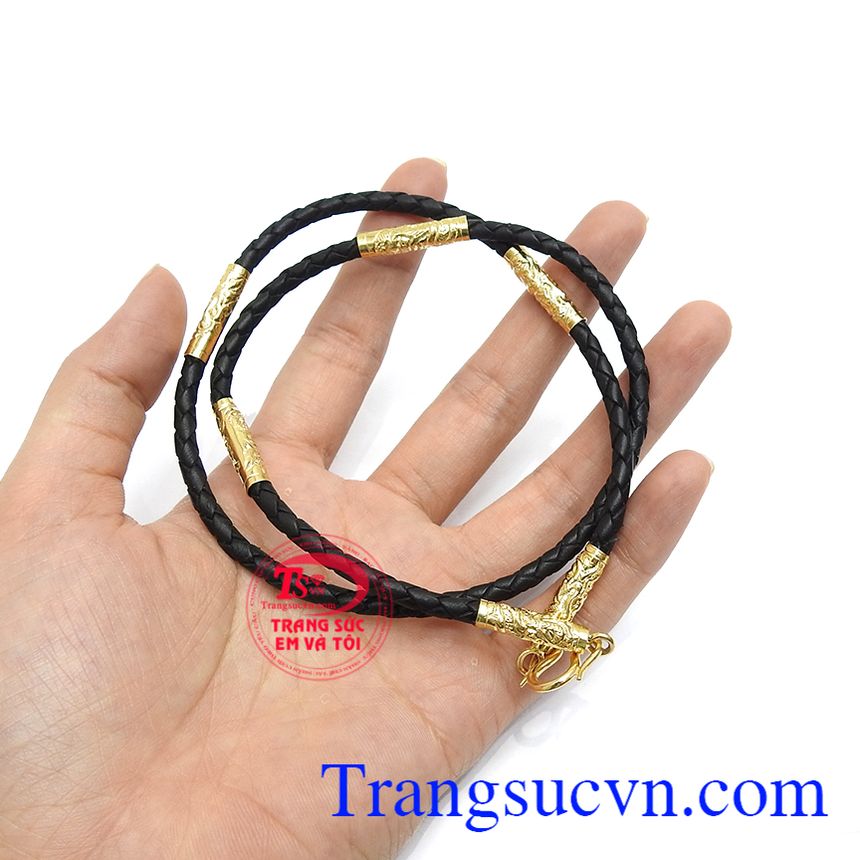 Dây da bọc rồng vàng đẹp,Dây chuyền vàng,Dây chuyền nam Dây da bọc rồng vàng đẹp,Dây chuyền vàng,Dây chuyền nam