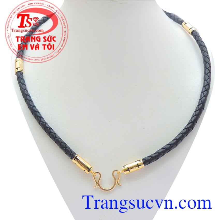 Dây da bọc vàng 14k móc M, dây da bọc vàng, dây da đẹp Dây da bọc vàng 14k móc M, dây da bọc vàng, dây da đẹp