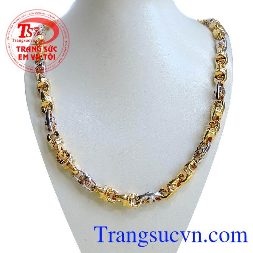 Dây vàng hai màu nam tính, dây chuyền vàng tây, dây chuyền vàng