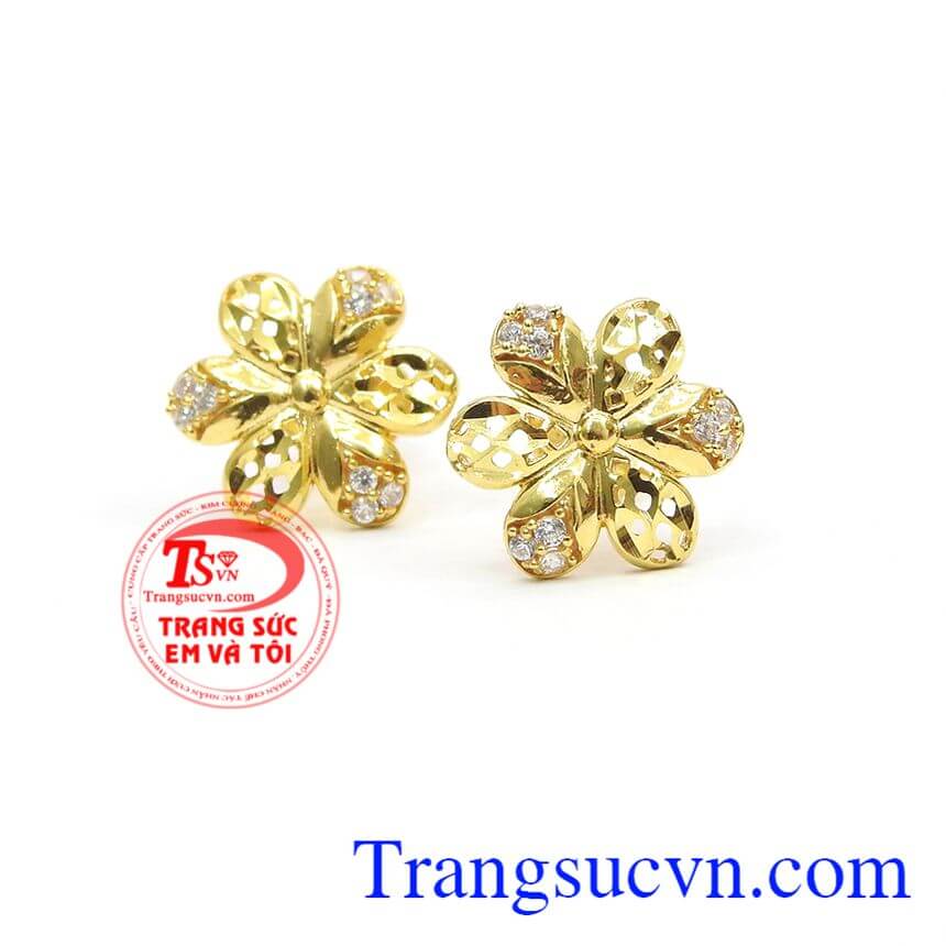 Hoa tai bông hoa vàng,Hoa tai vàng tây,Trang sức vàng