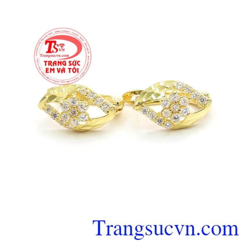 Hoa tai đẹp xinh xắn,Tràng sức vàng,Hoa tai vàng đá quý