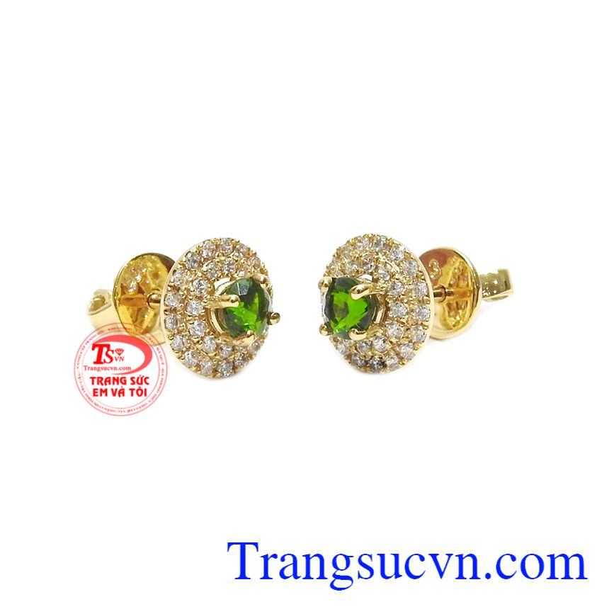 Hoa tai Diopside bình an,Hoa tai đá quý,Trang sức nữ Hoa tai Diopside bình an,Hoa tai đá quý,Trang sức nữ