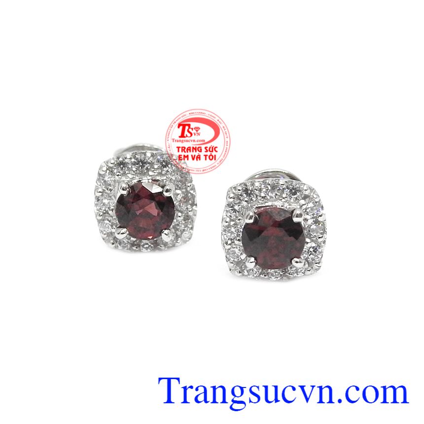 Hoa tai granat quyền lực,Hoa tai đá quý,Trang sức nữ