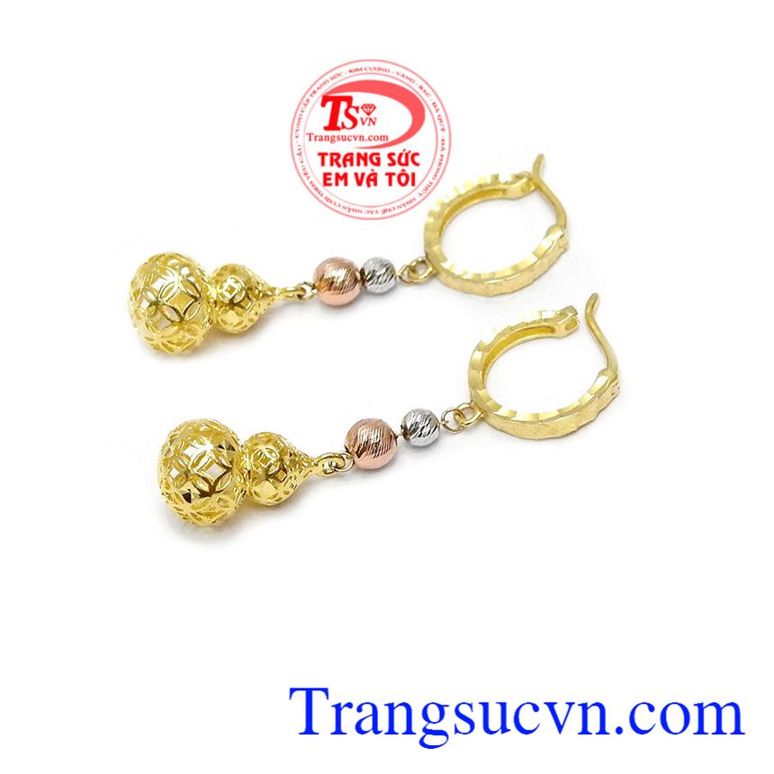 Hoa tai hồ lô đẹp,Hoa tai vàng tây,Trang sức nữ Hoa tai hồ lô đẹp,Hoa tai vàng tây,Trang sức nữ