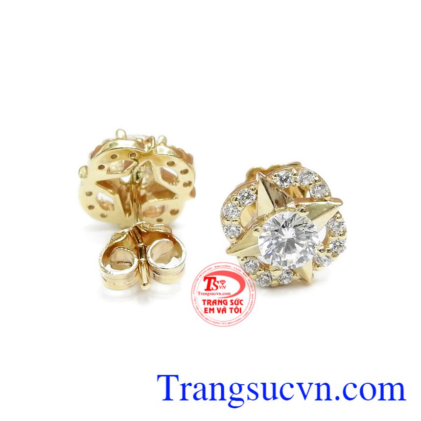 Hoa tai lấp lánh Hàn Quốc,Hoa tai vàng tây,trang sức nữ