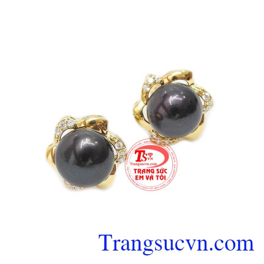 Hoa tai ngọc trai đen tinh tế,Hoa tai ngọc trai,Trang sức nữ