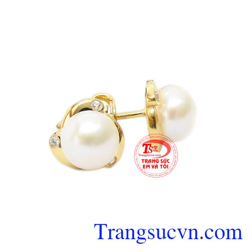 Hoa tai ngọc trai trắng dễ thương,Hoa tai ngọc trai,Trang sức nữ