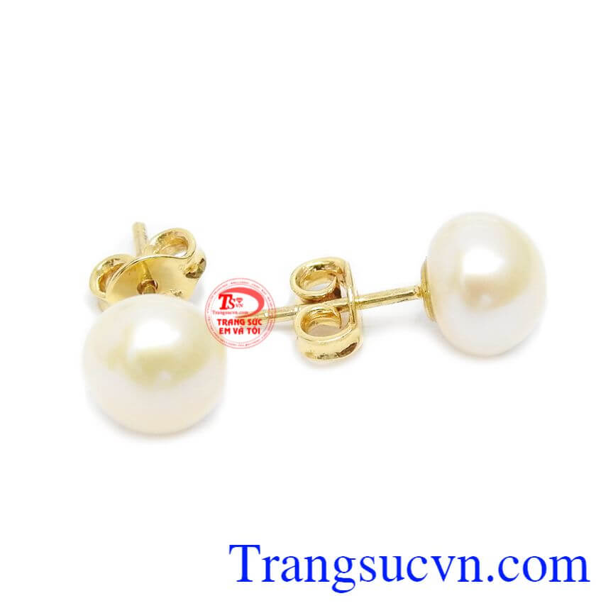Hoa tai ngọc trai trắng đẹp,Hoa tai ngọc trai,Trang sức vàng