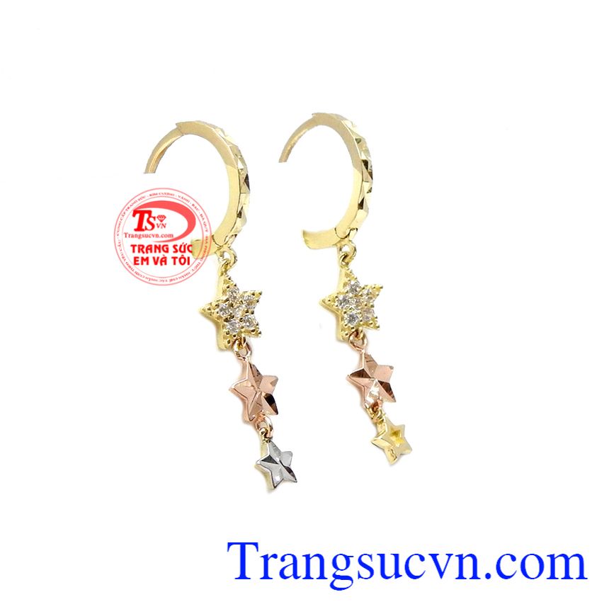 Hoa tai ngôi sao lấp lánh Hàn Quốc,Hoa tai vàng tây,Trang sức nữ