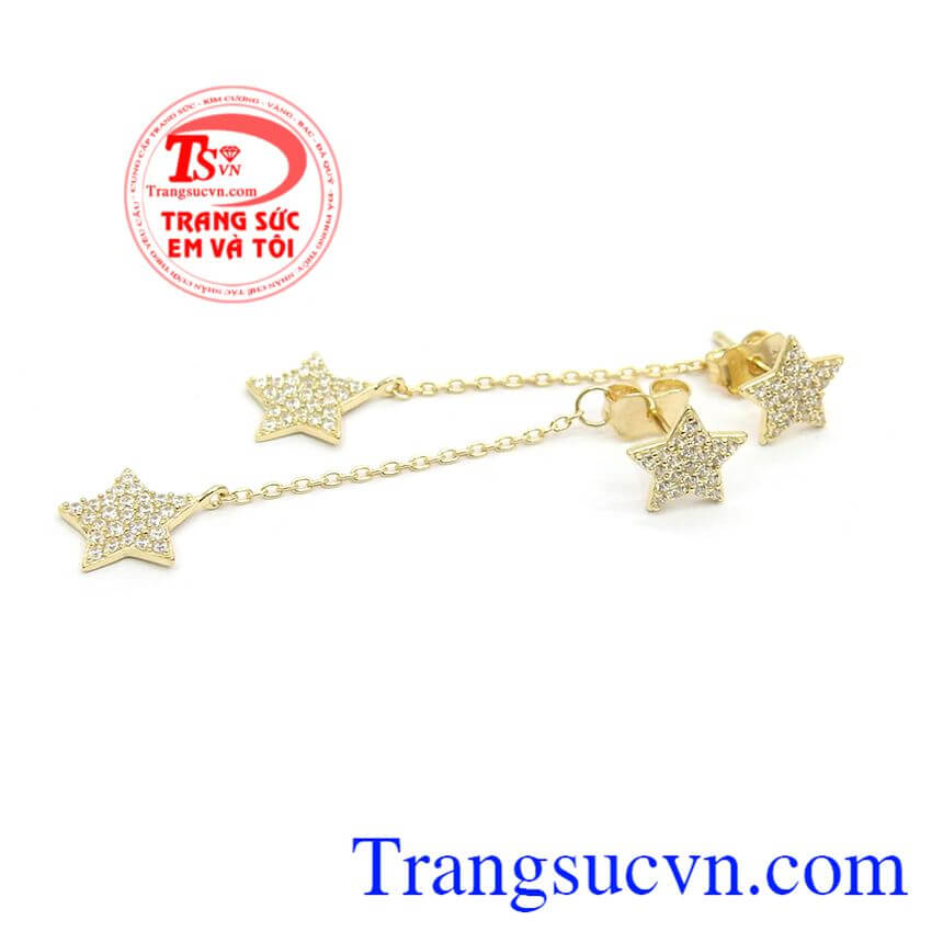 Hoa tai ngôi sao xinh xắn,Hoa tai vàng tây,Trang sức vàng