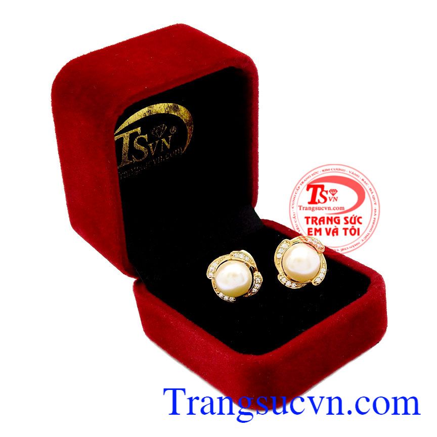 Hoa tai nữ ngọc trai,Hoa tai vàng đá quý,Trang sức nữ