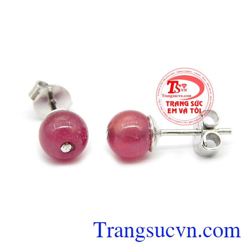 Hoa tai nụ ruby đẹp,Hoa tai vàng đá quý,Trang sức vàng