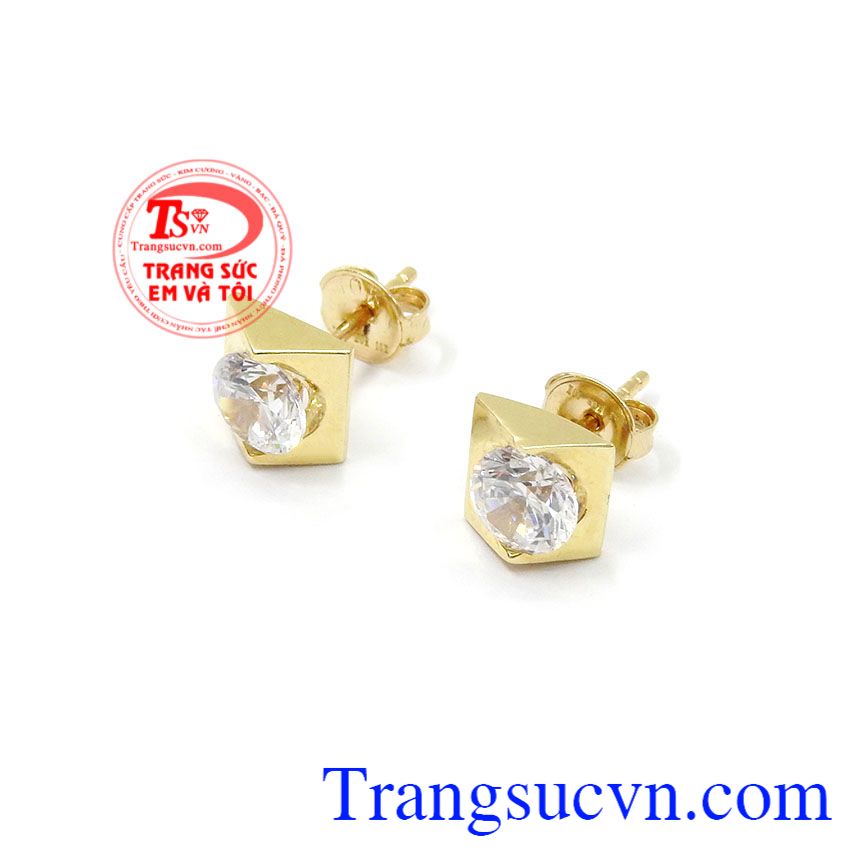 Hoa tai nữ vàng cá tính,Hoa tai vàng tây,Trang sức nữ