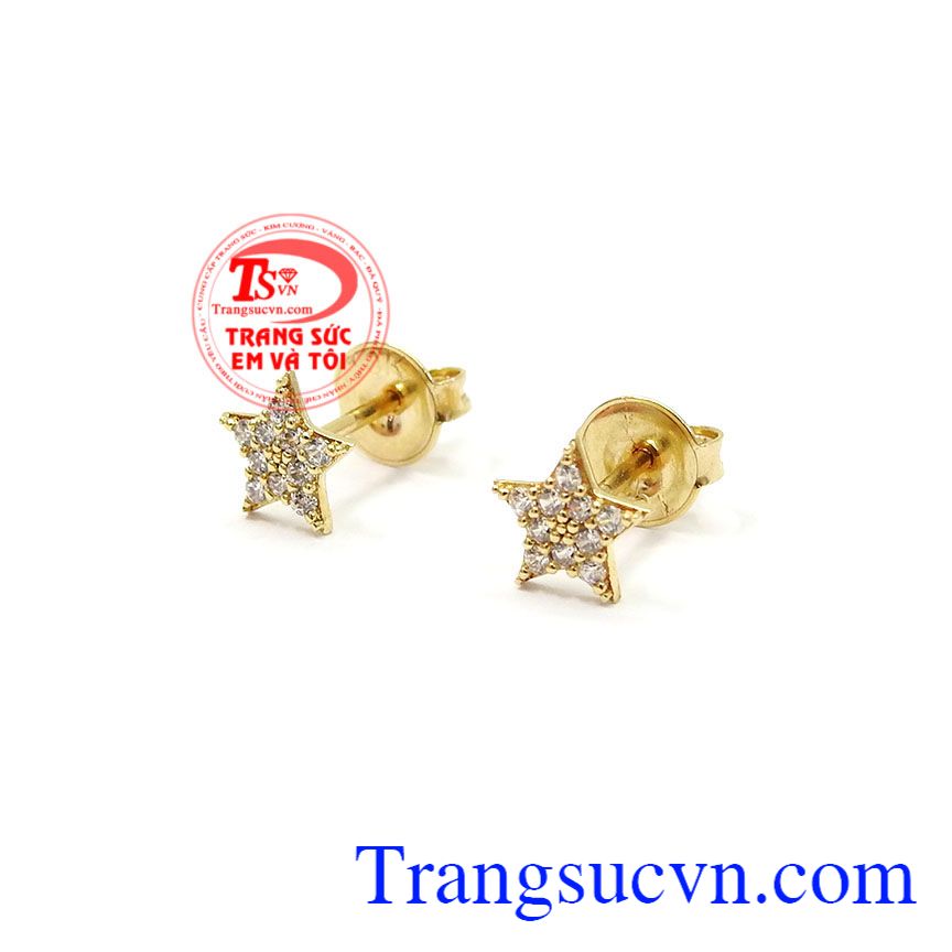 Hoa tai nữ vàng ngôi sao,Hoa tai vàng tây,Trang sức nữ