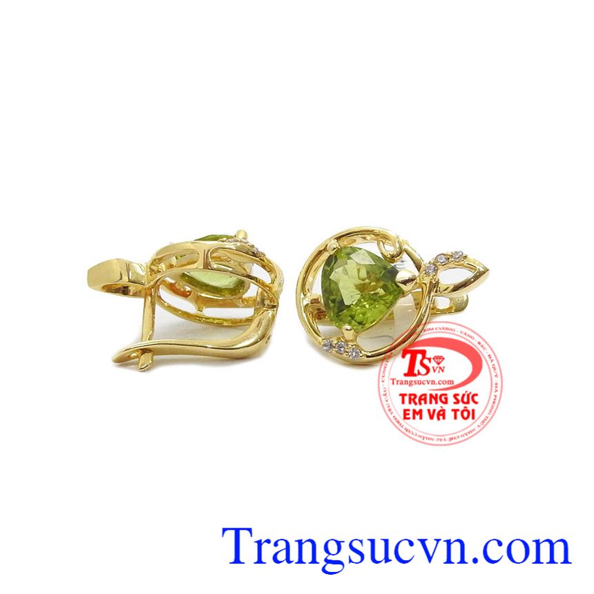 Hoa tai peridot hoàng gia,Hoa tai vàng đá quý,Trang sức nữ