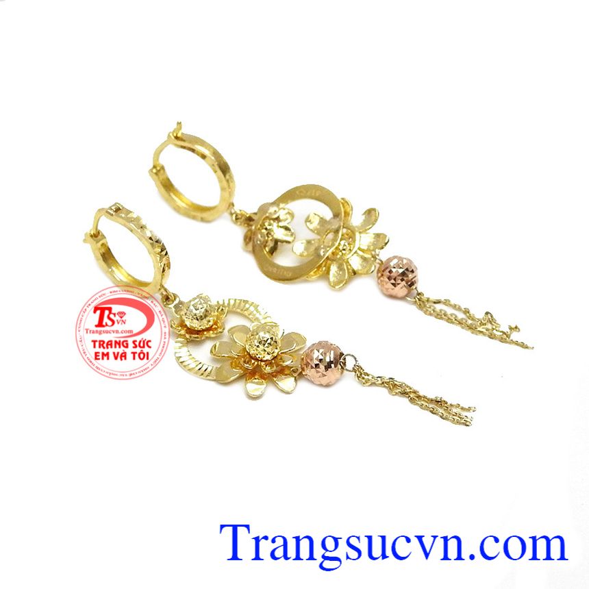 Hoa tai quý phái vàng 10k,Hoa tai vàng tây,Trang sức nữ Hoa tai quý phái vàng 10k,Hoa tai vàng tây,Trang sức nữ