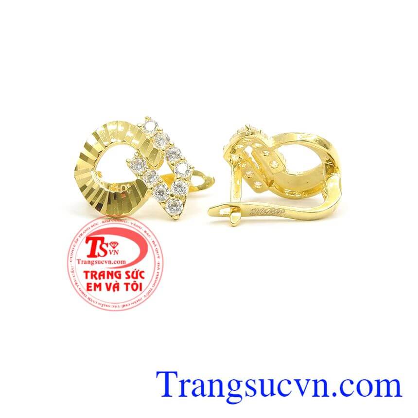 Hoa tai quý phái,Hoa tai vàng đá quý,Trang sức vàng Hoa tai quý phái,Hoa tai vàng đá quý,Trang sức vàng