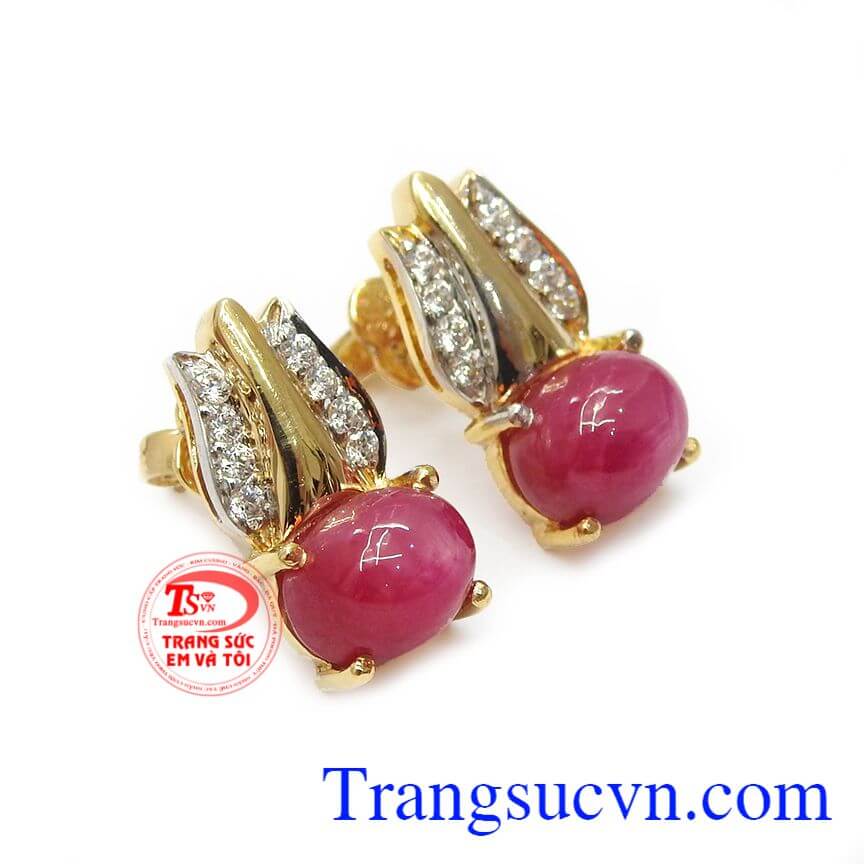 Hoa tai ruby sao cao cấp,Hoa tai vàng đá quý,Trang sức nữ Hoa tai ruby sao cao cấp,Hoa tai vàng đá quý,Trang sức nữ