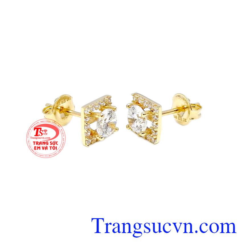 Hoa tai sang trọng Hàn Quốc,Hoa tai vàng tây,Trang sức nữ