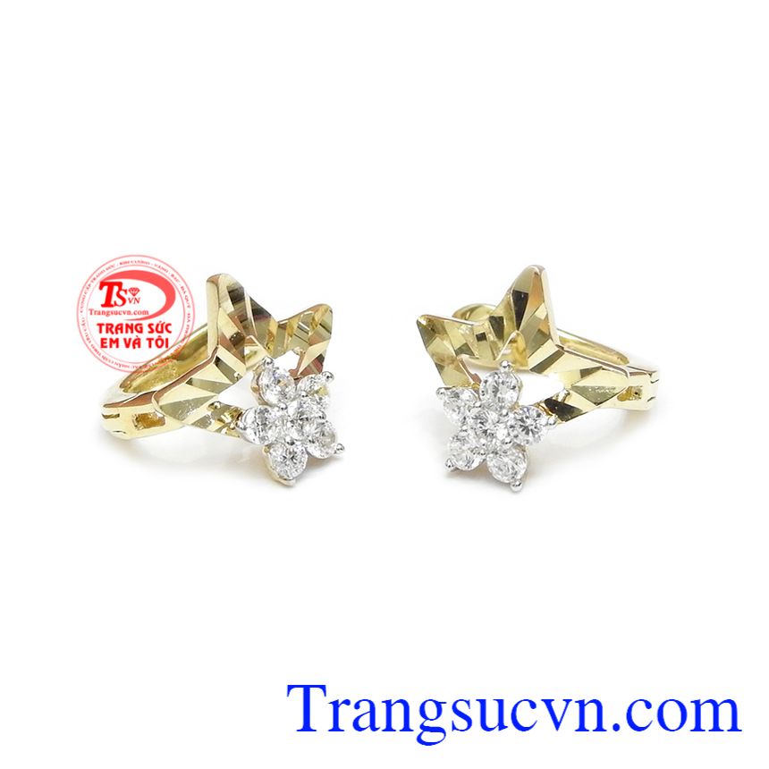 Hoa tai sao sáng Hàn Quốc,Hoa tai vàng đá quý,Trang sức nữ