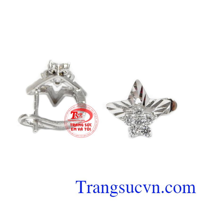 Hoa tai sao sáng vàng trắng,Hoa tai vàng tây,Trang sức nữ Hoa tai sao sáng vàng trắng,Hoa tai vàng tây,Trang sức nữ