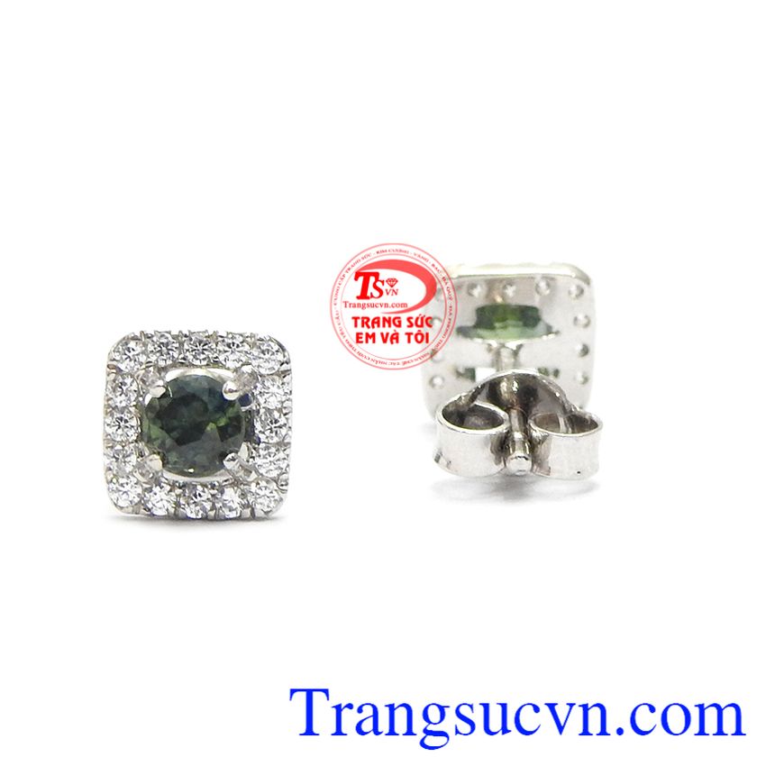 Hoa tai sapphire cao cấp,Hoa tai vàng đá quý,Trang sức nữ