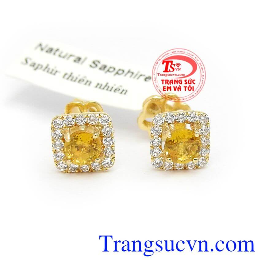 Hoa Tai Sapphire Quý Phái,Hoa tai Sapphire,Trang sức nữ