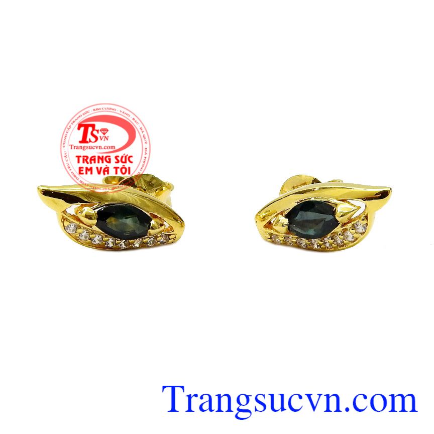 Hoa tai Sapphire sang trọng,Hoa tai sapphire,Trang sức vàng