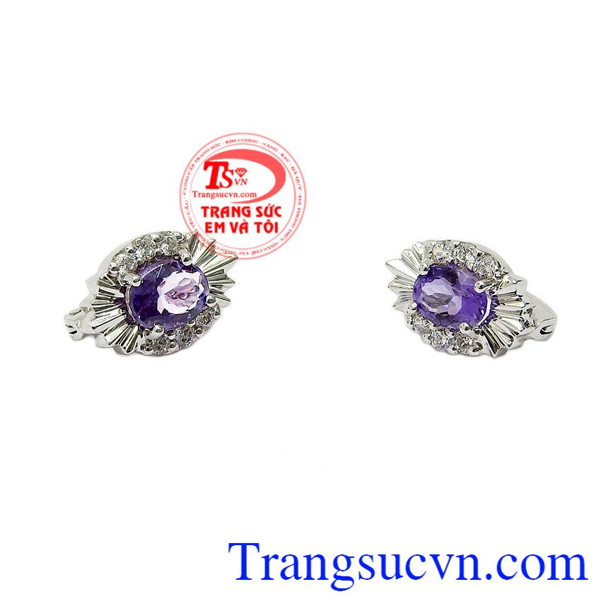 Hoa tai thạch anh tím thời trang,Hoa tai vàng đá quý,Trang sức nữ Hoa tai thạch anh tím thời trang,Hoa tai vàng đá quý,Trang sức nữ