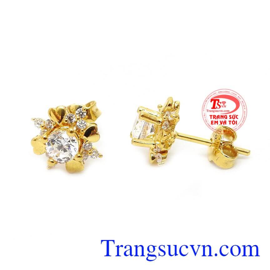 Hoa tai trái tim hạnh phúc,Hoa tai vàng tây,Trang sức nữ Hoa tai trái tim hạnh phúc,Hoa tai vàng tây,Trang sức nữ