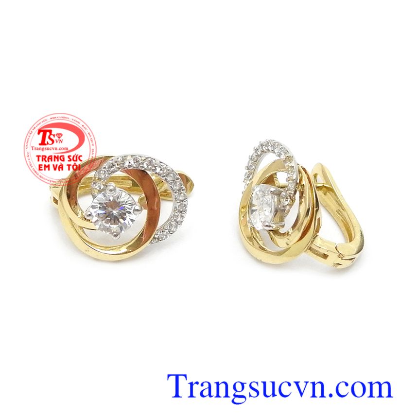 Hoa tai vàng 18k đẳng cấp,Hoa tai vàng đá quý,Trang sức nữ