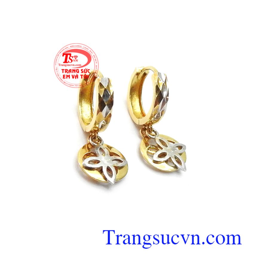 Hoa tai vàng 18k phong cách,Hoa tai vàng đá quý,Trang sức nữ