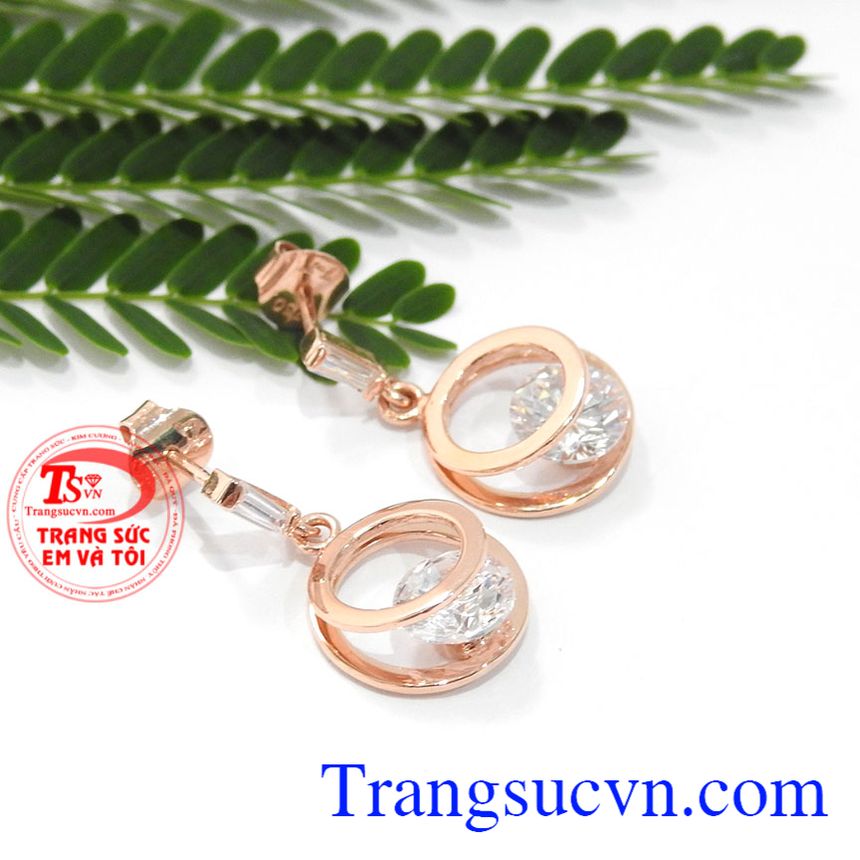 Hoa tai vàng hồng 18k,Hoa tai vàng đá quý,Trang sức nữ Hoa tai vàng hồng 18k,Hoa tai vàng đá quý,Trang sức nữ