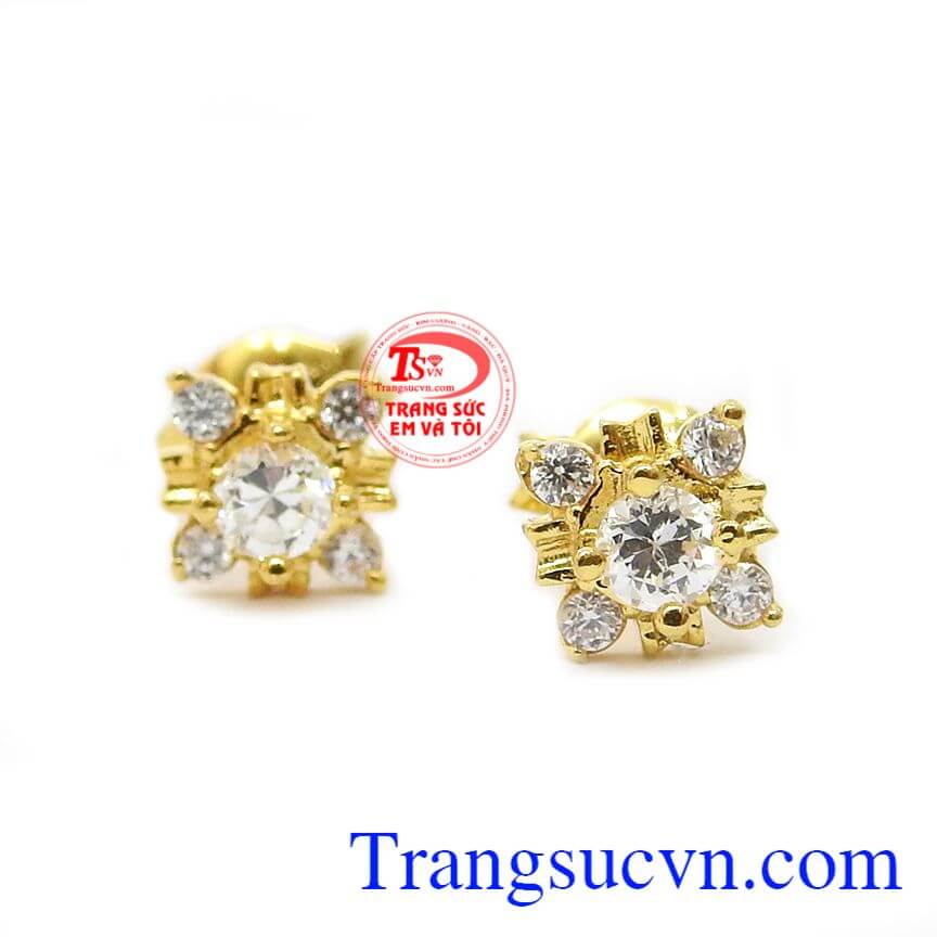 Hoa tai vàng nhỏ xinh,Hoa tai vàng tây,trang sức nữ Hoa tai vàng nhỏ xinh,Hoa tai vàng tây,trang sức nữ