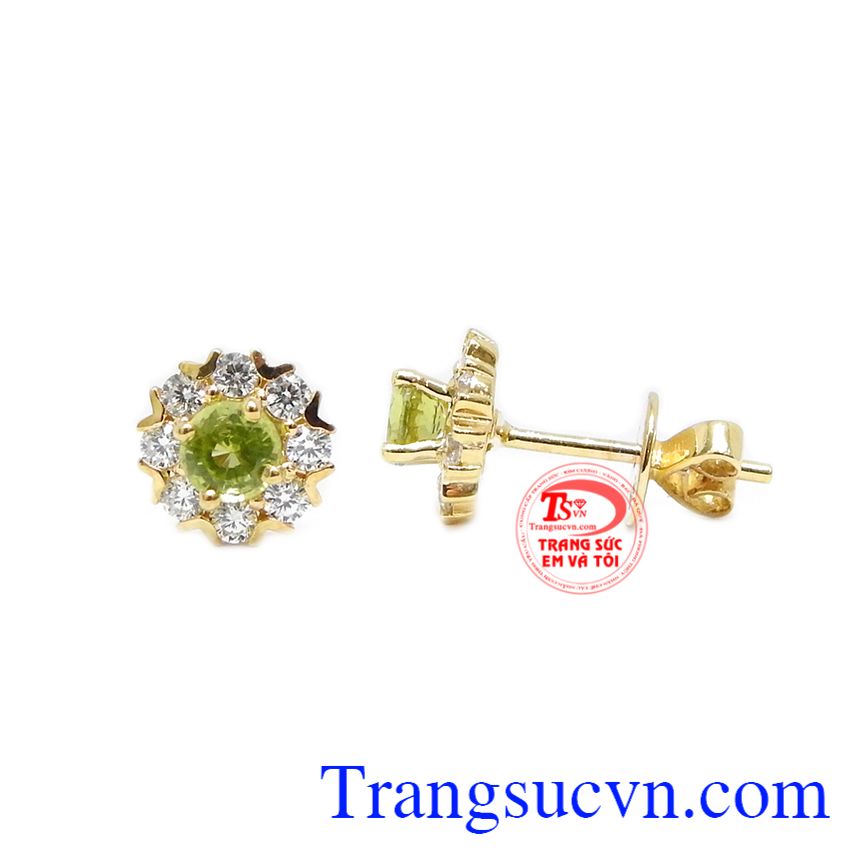 Hoa tai vàng peridot an nhiên,Hoa tai Peridot,Trang sức nữ Hoa tai vàng peridot an nhiên,Hoa tai Peridot,Trang sức nữ
