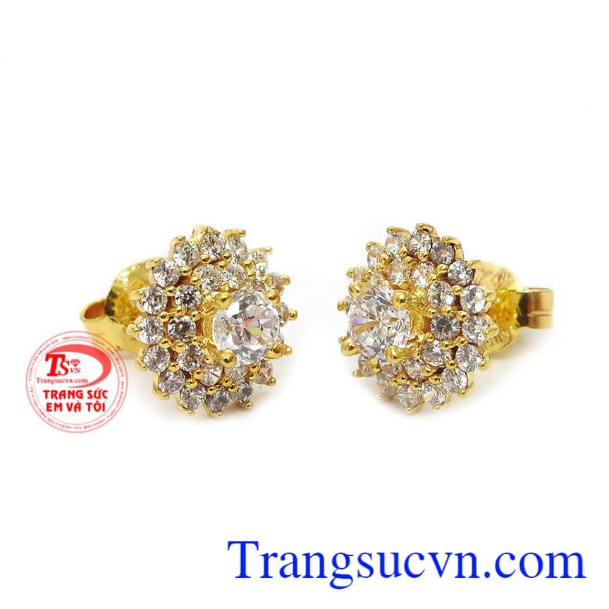 Hoa tai vàng rực rỡ,Hoa tai vàng tây,Trang sức nữ Hoa tai vàng rực rỡ,Hoa tai vàng tây,Trang sức nữ