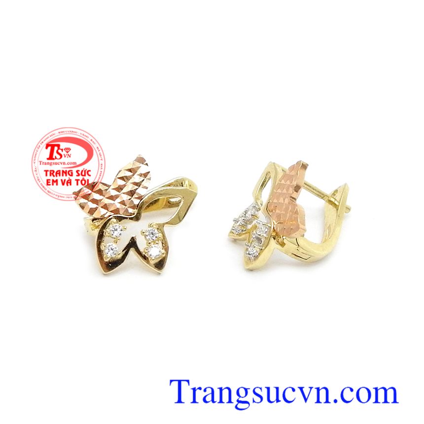 Hoa tai vàng tây 18k dịu dàng,Hoa tai vàng đá quý,Trang sức nữ Hoa tai vàng tây 18k dịu dàng,Hoa tai vàng đá quý,Trang sức nữ