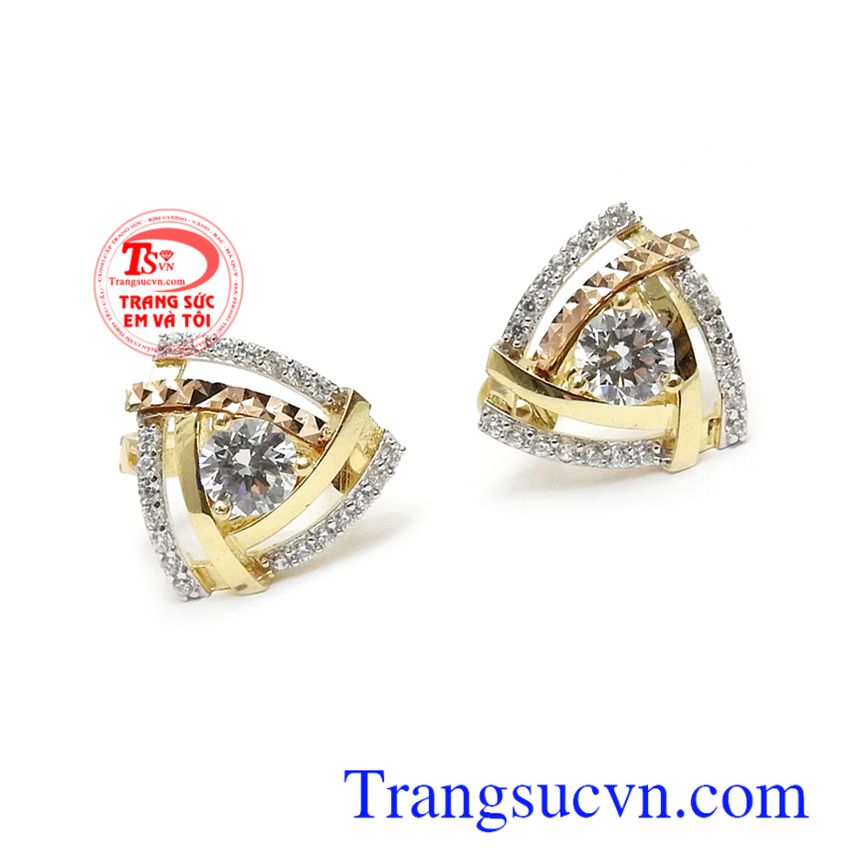 Hoa tai vàng tây đẳng cấp,Hoa tai vàng đá quý,Trang sức nữ