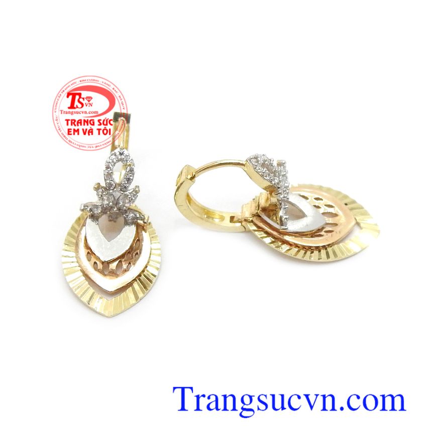 Hoa tai vàng tây xinh xắn,Hoa tai vàng đá quý,Trang sức nữ Hoa tai vàng tây xinh xắn,Hoa tai vàng đá quý,Trang sức nữ