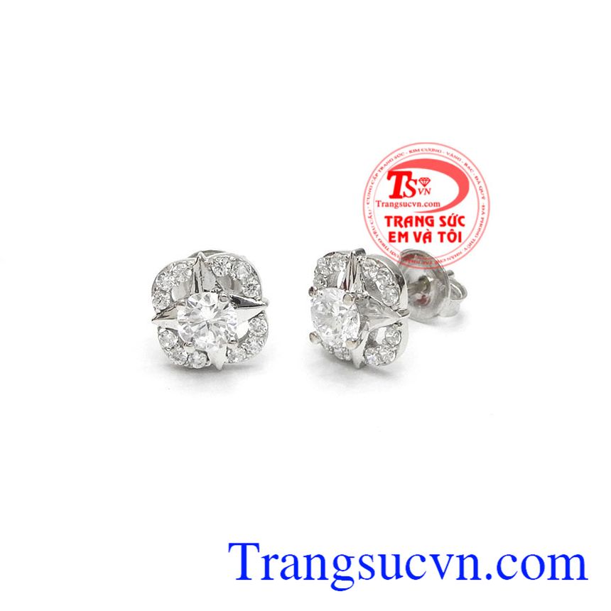 Hoa tai vàng trắng 10k,Hoa tai vàng tây,Trang sức nữ Hoa tai vàng trắng 10k,Hoa tai vàng tây,Trang sức nữ
