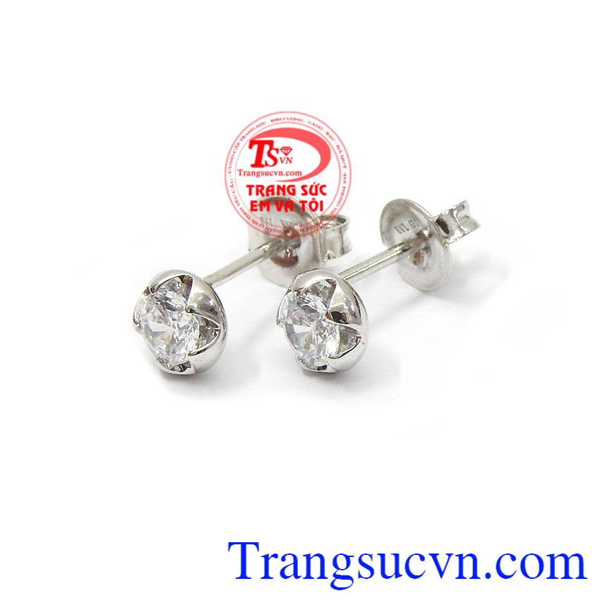 Hoa tai vàng trắng cá tính, hoa tai vàng 10k, hoa tai đẹp