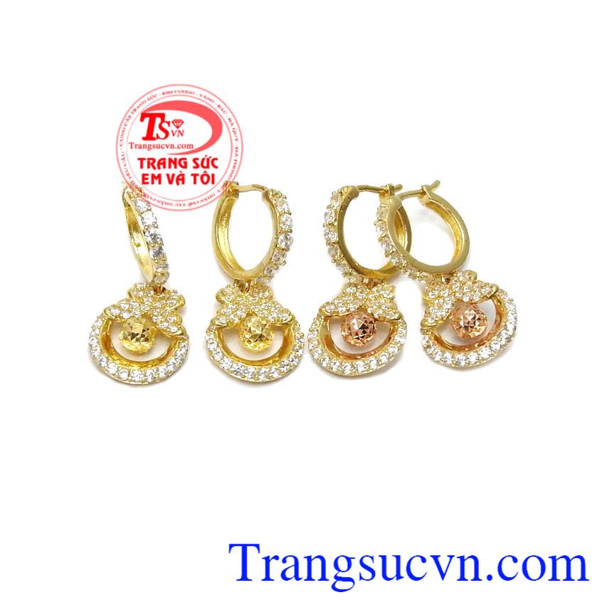 Hoa tai xinh xắn 10k,Hoa tai vàng tây,Trang sức nữ Hoa tai xinh xắn 10k,Hoa tai vàng tây,Trang sức nữ