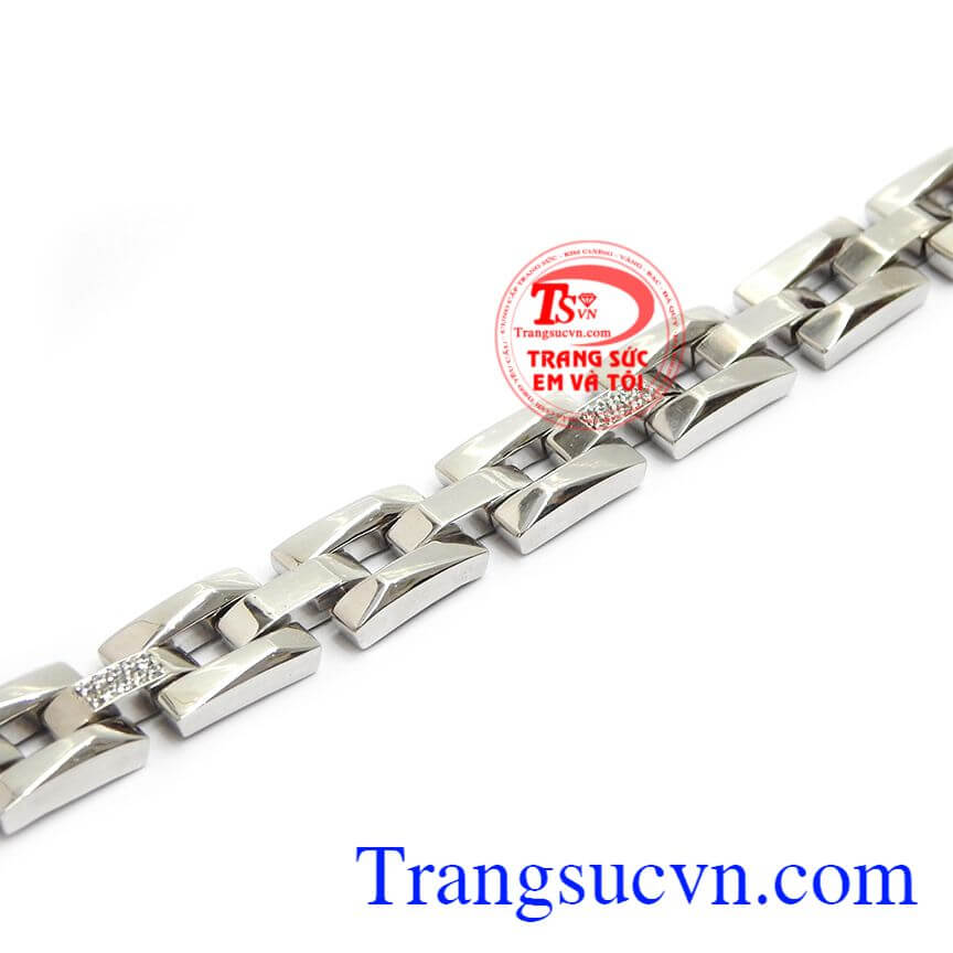 Lắc tay nam vàng trắng 10k,Lắc vàng tây đá quý,Trang sức vàng