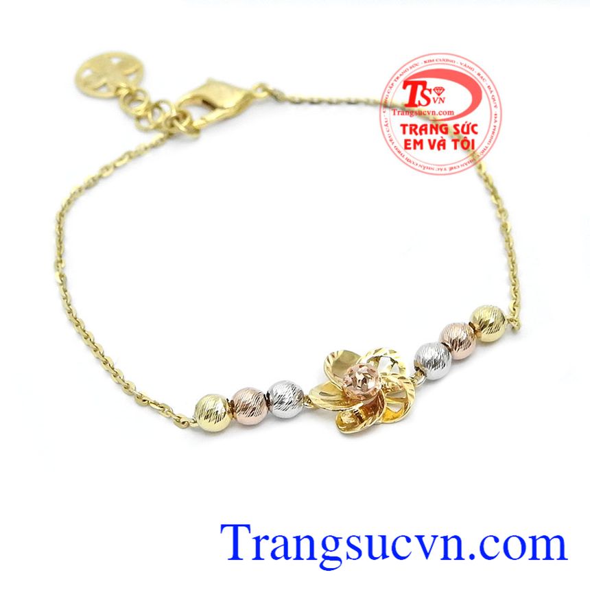 Lắc tay nữ hoa vàng 10k,Lắc vàng tây đá quý,Trang sức vàng Lắc tay nữ hoa vàng 10k,Lắc vàng tây đá quý,Trang sức vàng
