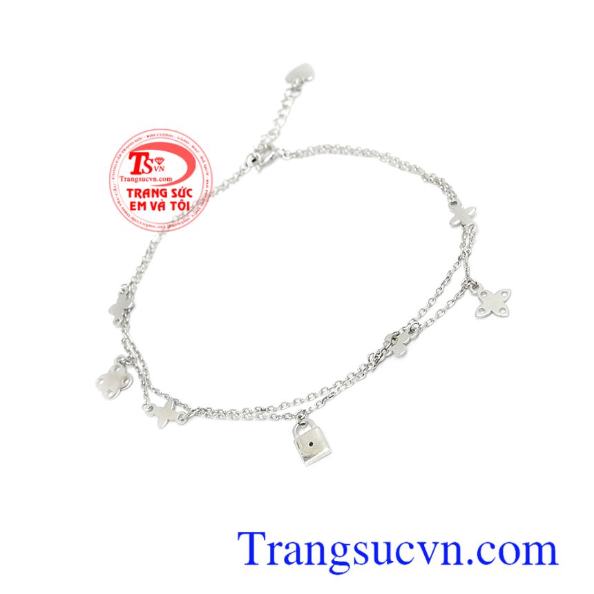 Lắc tay vàng trắng 10k xinh xắn,Lắc vàng tây đá quý,Trang sức nữ Lắc tay vàng trắng 10k xinh xắn,Lắc vàng tây đá quý,Trang sức nữ