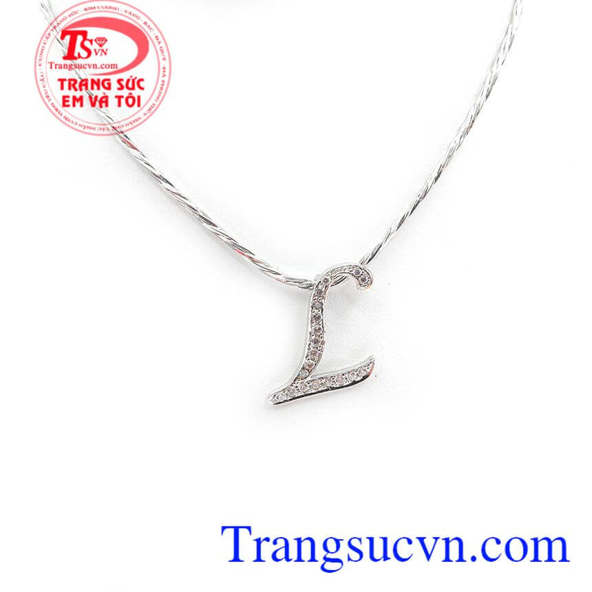 Mặt dây chữ L vàng trắng,Mặt dây chuyền vàng,Trang sức nữ Mặt dây chữ L vàng trắng,Mặt dây chuyền vàng,Trang sức nữ