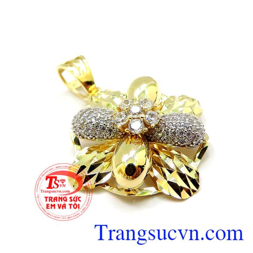 Mặt dây chuyền hoa vàng 10k, mặt dây vàng tây, mặt dây đẹp