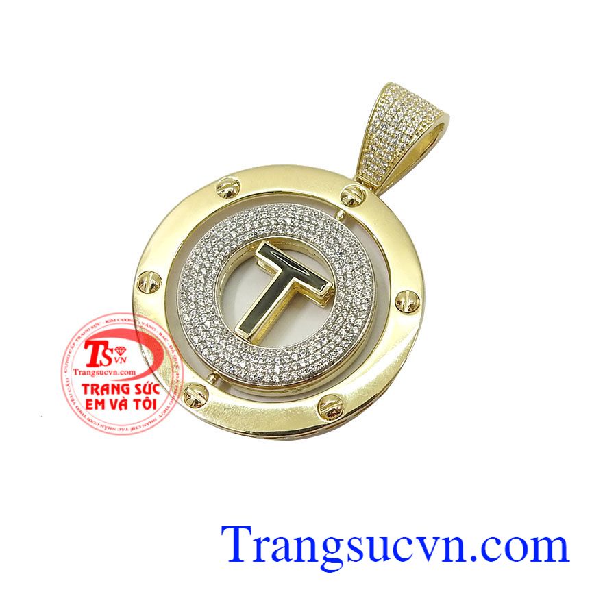 Mặt dây chuyền nam chữ T, mặt dây vàng tây đẹp, mặt dây nam 
