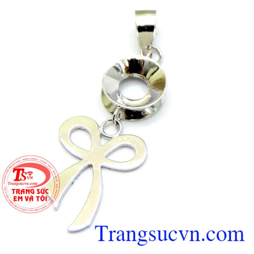 Mặt dây chuyền nơ trắng xinh xắn, mặt dây chuyền vàng, mặt dây đẹp Mặt dây chuyền nơ trắng xinh xắn, mặt dây chuyền vàng, mặt dây đẹp