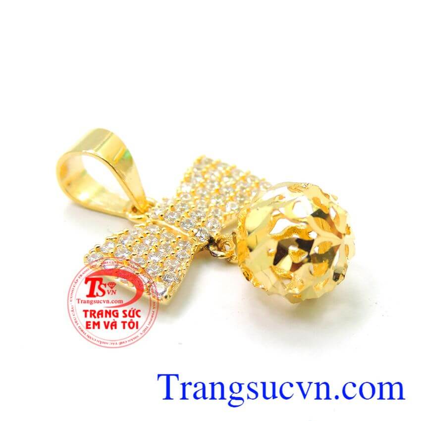 Mặt dây chuyền nơ xinh xắn, mặt dây vàng tây, mặt dây đẹp